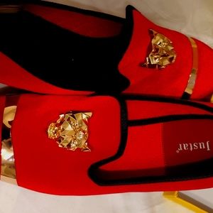 Men Red Velvet Loafers